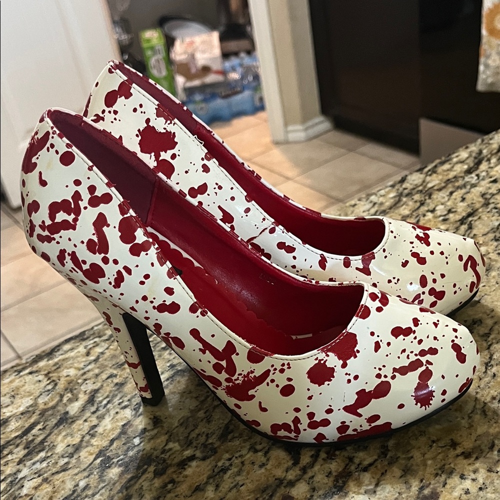 Funtasma Red and White Splatter Heels